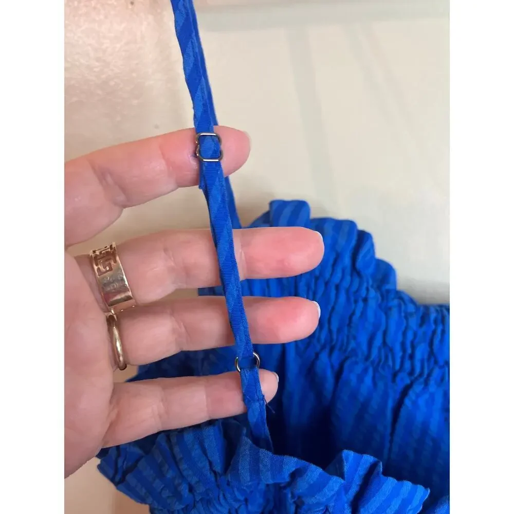 Banana Republic camisole blue striped seersucker top., size large, MSRP $50